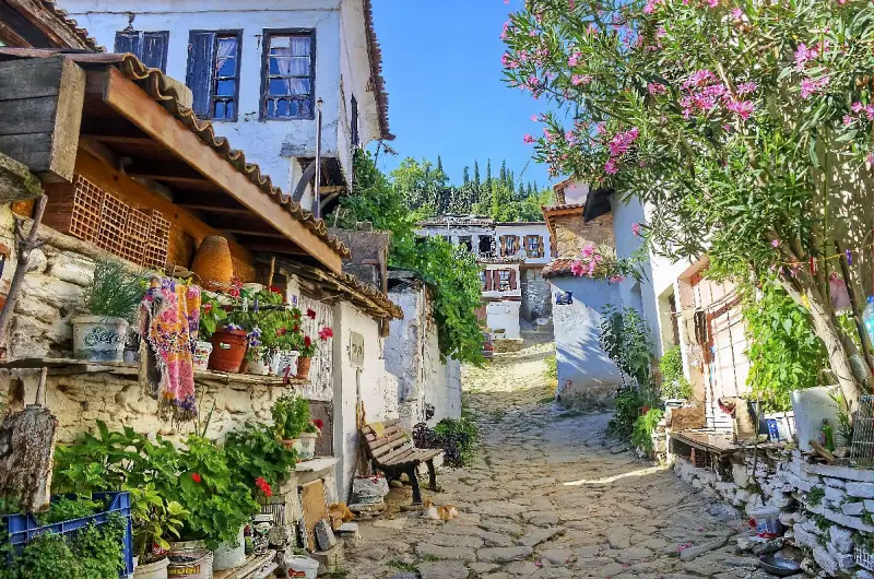 Sirince village streets, 2024 winter in Turkey