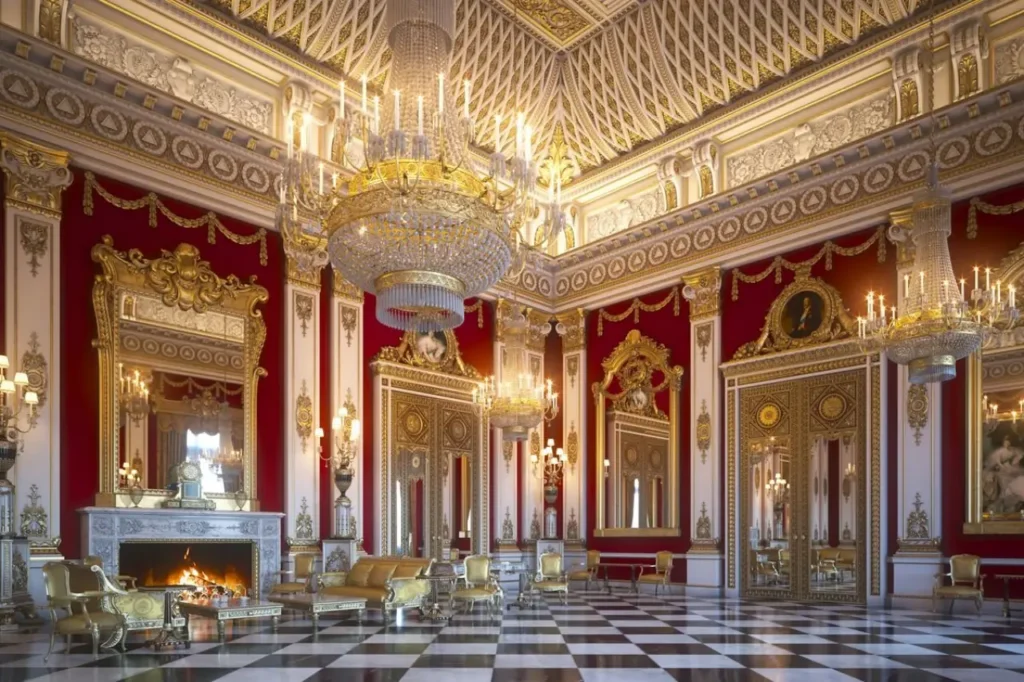 Baroque interiors of Hellbrunn Palace state rooms