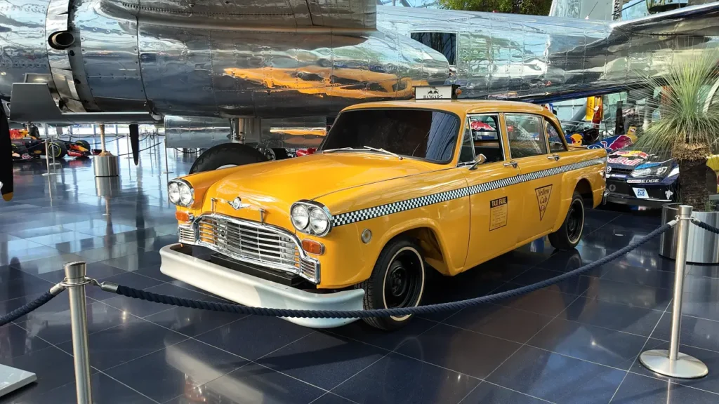 yellow taxi in hangar 7