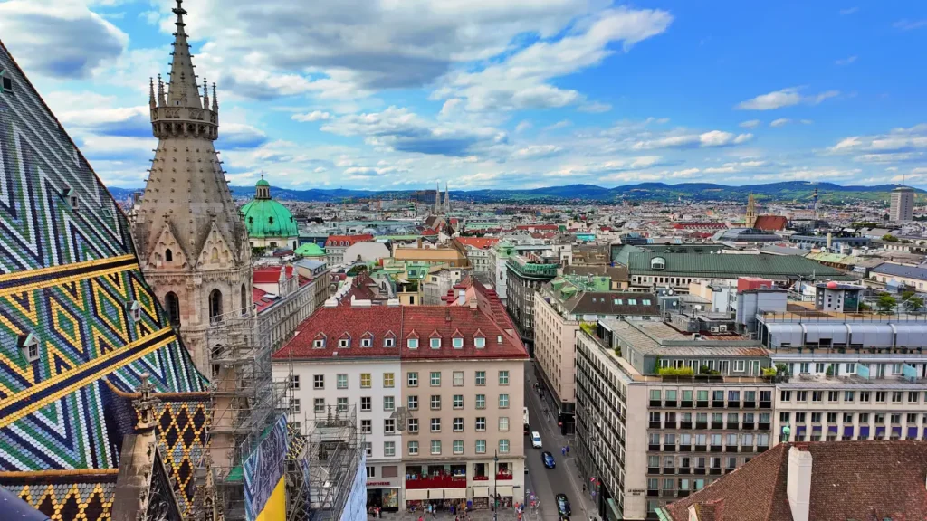 the view from the top of st. Stephen's cathedral