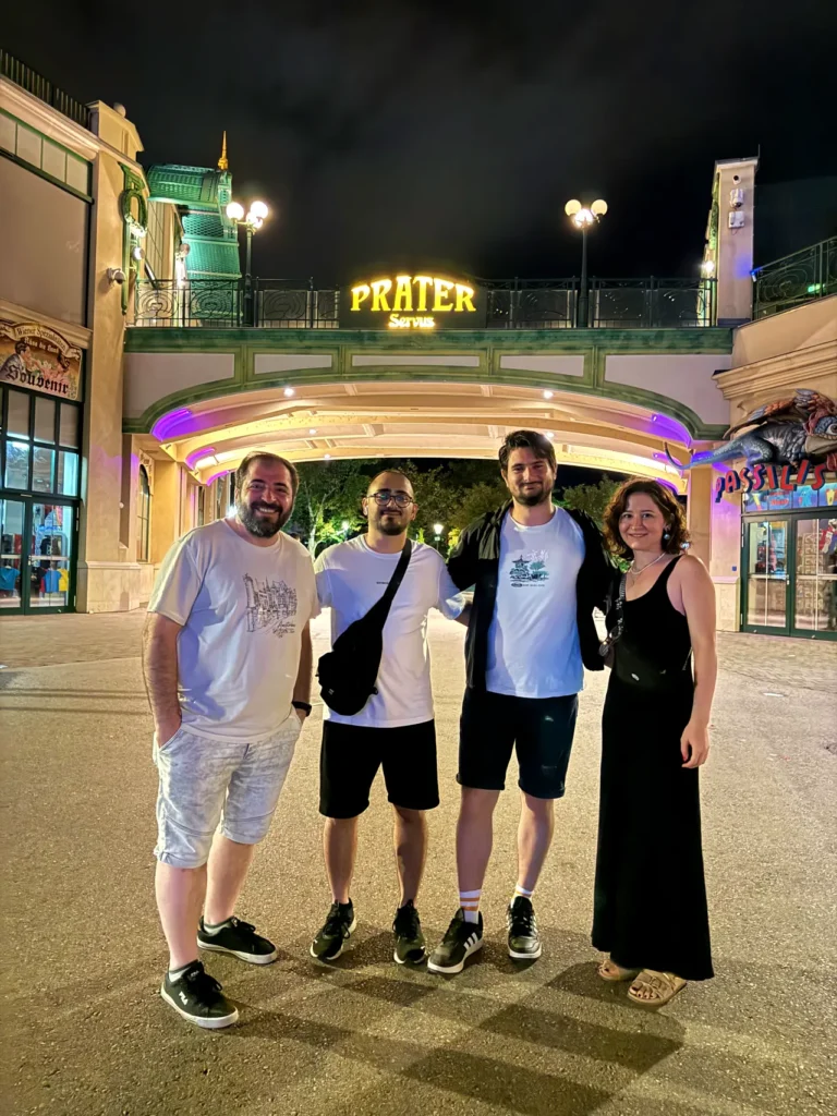 4 people in front of prater park in Vienna 