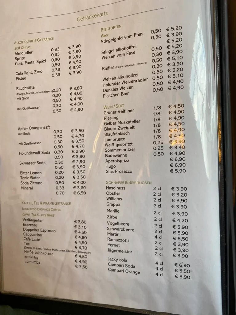 chili restaurant in werfenweng prices